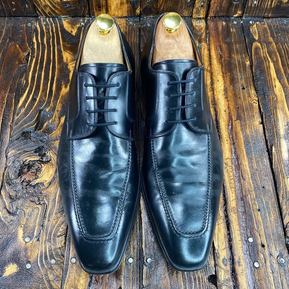 Magnanni for Neiman Marcus 9971 Black Leather Derby Lace Up Shoes Men Size 10 M - Picture 2 of 10